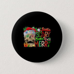 Chapa Redonda De 5 Cm Skull Santa Scary Santa Merry Christmas Mateo F