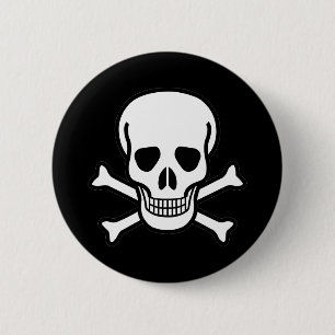 Chapa Redonda De 5 Cm Skull y Crossbone