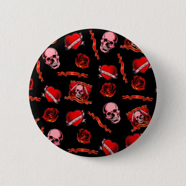 Chapa Redonda De 5 Cm Skulls Valentine (Anverso)