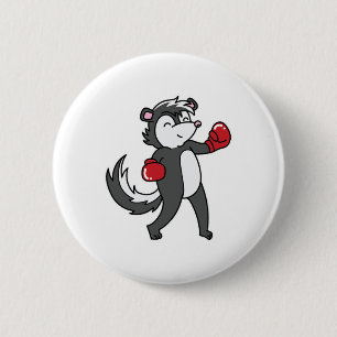 Chapa Redonda De 5 Cm Skunk Hace Boxeo