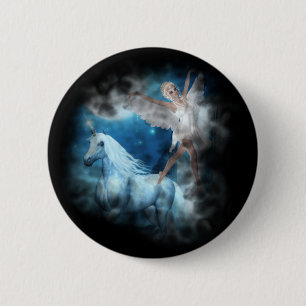 Chapa Redonda De 5 Cm Sky Faerie Aspárrs y Unicorn Vignette
