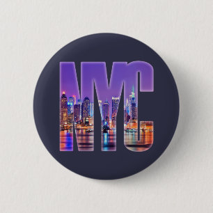 Chapa Redonda De 5 Cm Skyline NYC (luz)