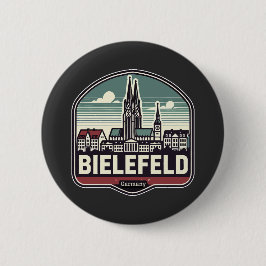 Chapa Redonda De 5 Cm Skyline Retro Bielefeld
