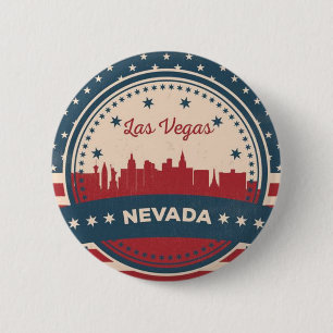 Chapa Redonda De 5 Cm Skyline Retro Las Vegas