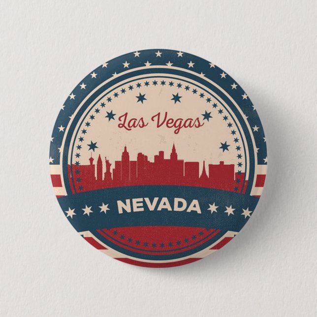 Chapa Redonda De 5 Cm Skyline Retro Las Vegas (Anverso)