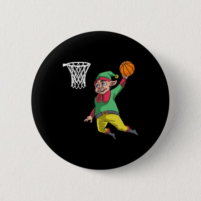 Chapa Redonda De 5 Cm Slam Dunk Gif Navidades De Baloncesto De Elf Pbv (Anverso)