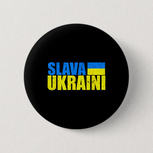 Chapa Redonda De 5 Cm Slava Ukraini Colores de la Bandera de Ucrania Dis