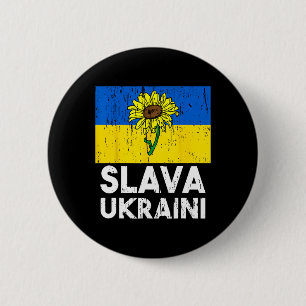 Chapa Redonda De 5 Cm Slava Ukraini Girasol Apoya a Ucrania Hombres Cami