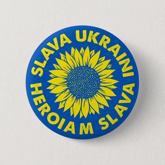 Chapa Redonda De 5 Cm Slava Ukraini Heroiam slava Bandera de girasol de  (Anverso)