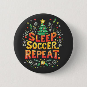Chapa Redonda De 5 Cm Sleep Soccer Repetir el amor del árbol de Navidad