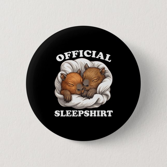 Chapa Redonda De 5 Cm Sleepshirt Funny Capybara Nigh Capybara Lover  (Anverso)