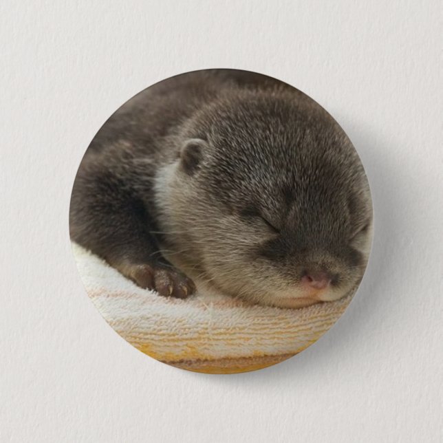 Chapa Redonda De 5 Cm Sleepy Otter (Anverso)