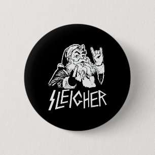 Chapa Redonda De 5 Cm Sleigher Heavy Metal Papá Noel Rock On Goth Chri