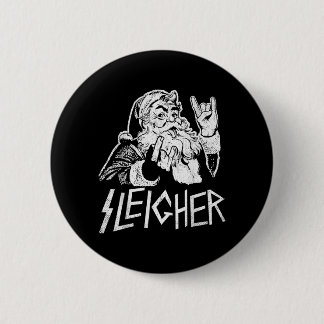 Chapa Redonda De 5 Cm Sleigher Papá Noel Rock On Goth Pesado