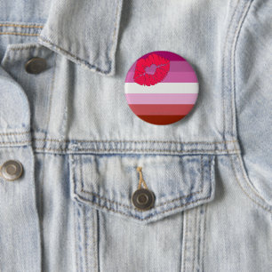 Chapa Redonda De 5 Cm SlipperyJoe lápiz labial bandera de orgullo lésbic