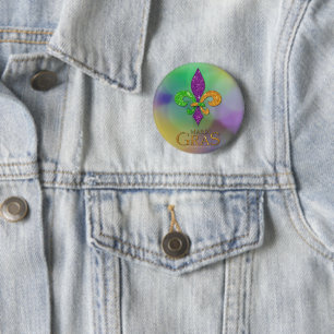 Chapa Redonda De 5 Cm SlipperyJoe's festivo tema de Mardi Gras púrpura v