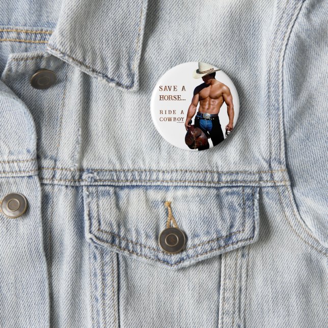 Chapa Redonda De 5 Cm SlipperyJoe's save horse montar paja cowboy gorra  (In situ)