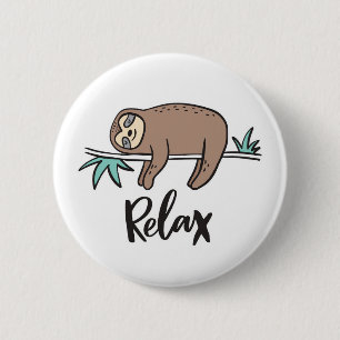 Chapa Redonda De 5 Cm Sloth dice Relax