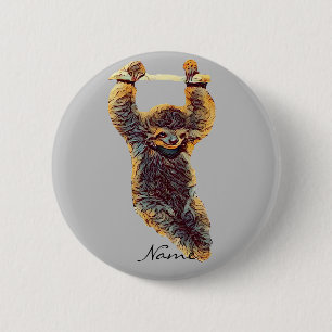 Chapa Redonda De 5 Cm Sloth Hanging Out Thunder_Cove