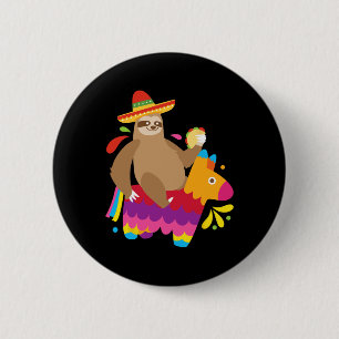Chapa Redonda De 5 Cm Sloth Taco Pinata Cute Mexican Fiesta Fiesta Anima