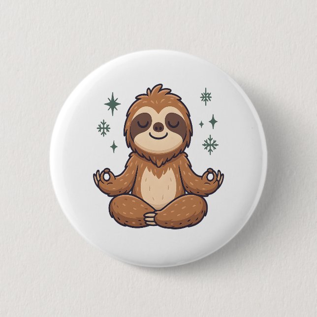 Chapa Redonda De 5 Cm Sloth Yoga Sloth (Anverso)