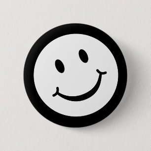 Chapa Redonda De 5 Cm Smile button badge in black and white