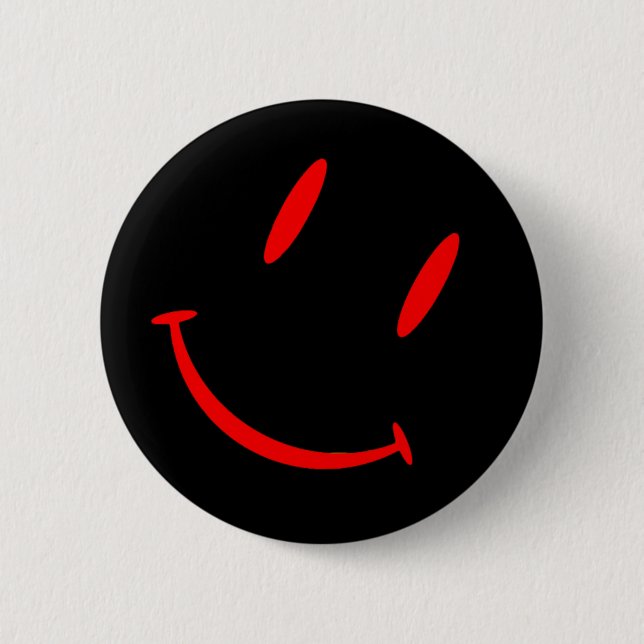 CHAPA REDONDA DE 5 CM SMILIE BLACK RED (Anverso)