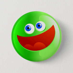 Chapa Redonda De 5 Cm Smilie verde feliz