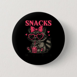 Chapa Redonda De 5 Cm Snacks Me Hacen Más Amable Mapache Divertido Color