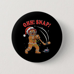 Chapa Redonda De 5 Cm Snap Navidad Santa Pan de Jengibre Jugando Hockey