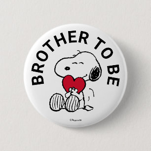 Chapa Redonda De 5 Cm Snoopy Baby Shower Brother To Be