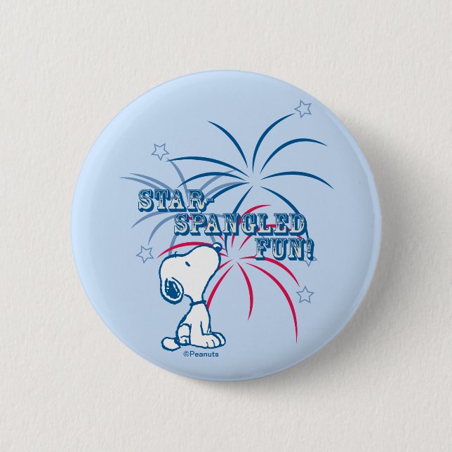 Chapa Redonda De 5 Cm Snoopy Star Spangling Fun (Anverso)