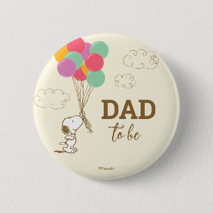 Chapa Redonda De 5 Cm Snoopy y globos Baby Shower Dad to be
