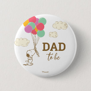 Chapa Redonda De 5 Cm Snoopy y globos Baby Shower Dad to be