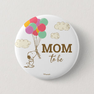 Chapa Redonda De 5 Cm Snoopy y globos Baby Shower Mamá para ser