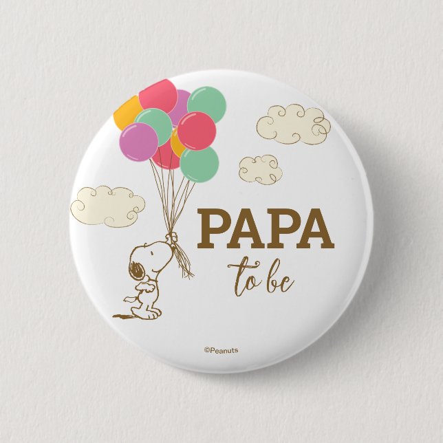 Chapa Redonda De 5 Cm Snoopy y los globos de Baby Shower Abuelo (Anverso)