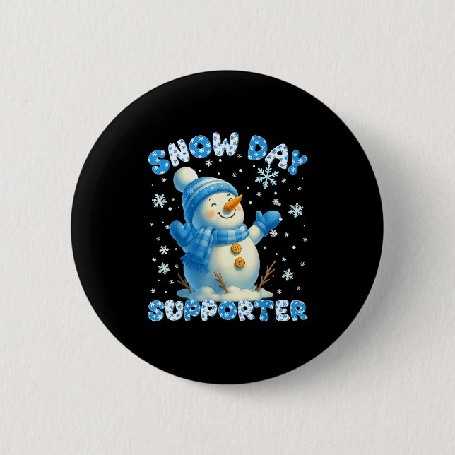 Chapa Redonda De 5 Cm Snow Day Suprter Cute Snowman Snowflake Christmas  (Anverso)