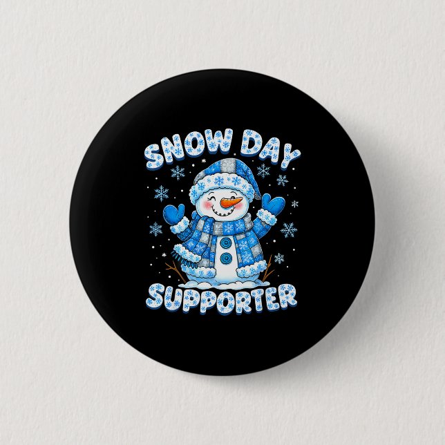 Chapa Redonda De 5 Cm Snow Day Suprter Cute Snowman Snowflake Christmas  (Anverso)