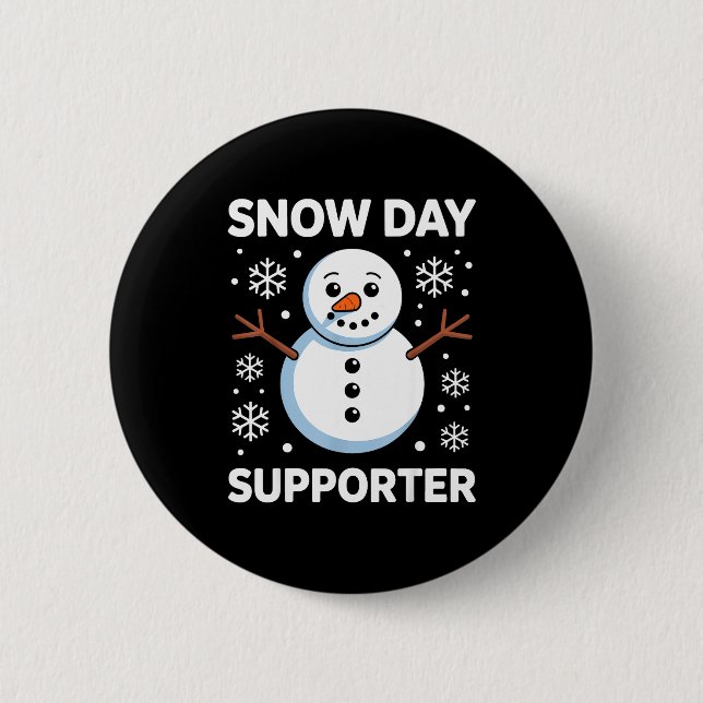 Chapa Redonda De 5 Cm Snow Day Suprter Snow Snowflake Snowman Winter Tea (Anverso)