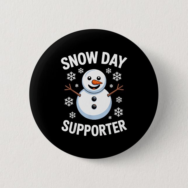 Chapa Redonda De 5 Cm Snow Day Suprter Snow Snowflake Snowman Winter Tea (Anverso)