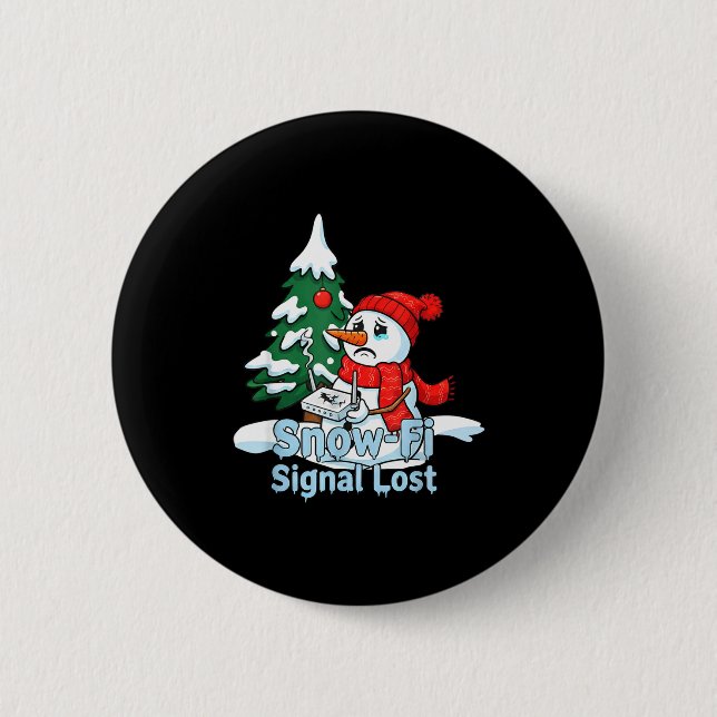 Chapa Redonda De 5 Cm Snow-fi Signal Lost Funny Snowman Christmas Art  (Anverso)