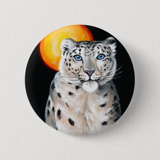 Chapa Redonda De 5 Cm Snow Leopard Moon (Anverso)