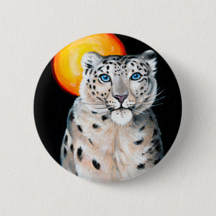 Chapa Redonda De 5 Cm Snow Leopard Moon