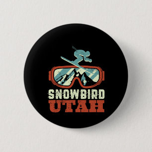 Chapa Redonda De 5 Cm Snowbird Utah Mountain Vintage Retro Esquí Y Sn