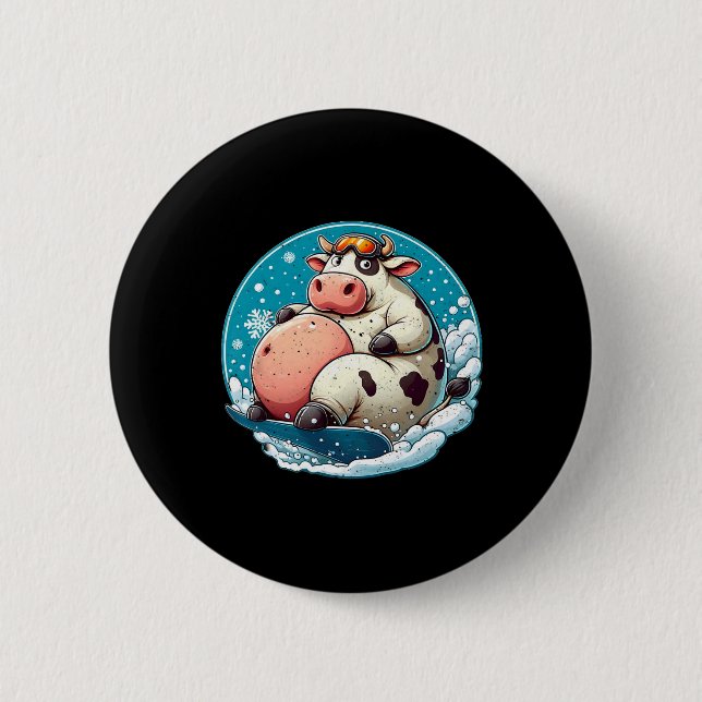 Chapa Redonda De 5 Cm Snowboard de vaca bien alimentado (Anverso)