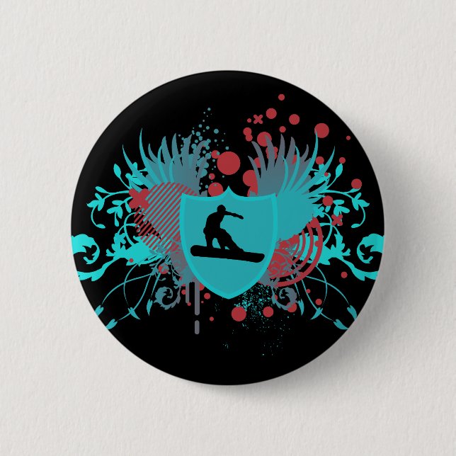 Chapa Redonda De 5 Cm snowboard. hi-fi. v3. (Anverso)