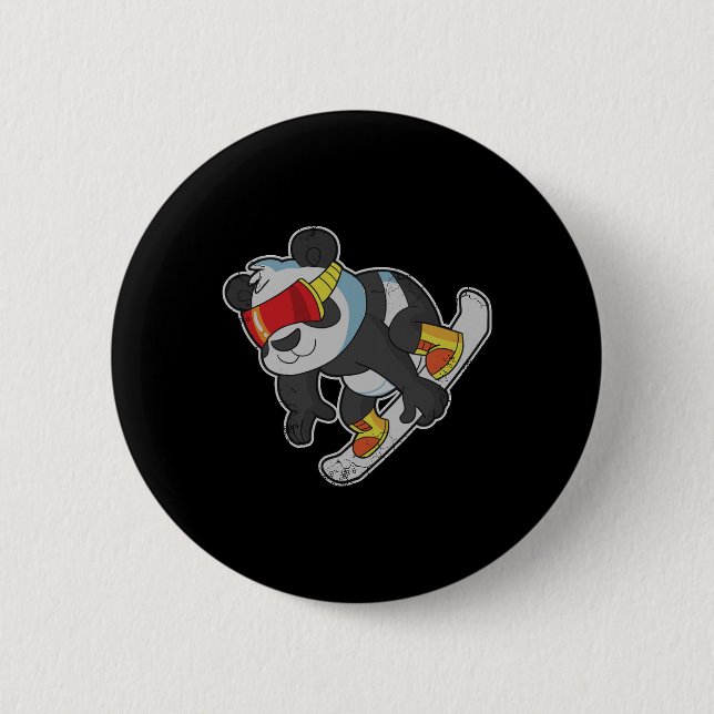 Chapa Redonda De 5 Cm Snowboard Panda Bear (Anverso)