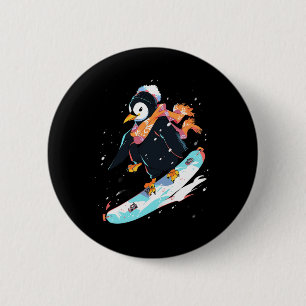 Chapa Redonda De 5 Cm Snowboard Penguin Snowboard Snowboard Invierno