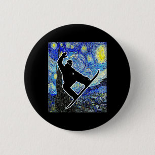 Chapa Redonda De 5 Cm Snowboard Starry Night Snowboard Van Gogh