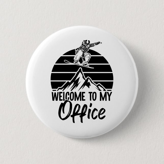 Chapa Redonda De 5 Cm Snowboarder Berge | Regalos de snowboard de apres- (Anverso)